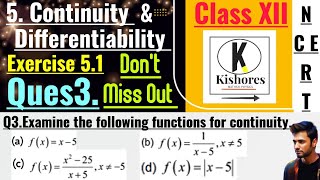 Continuity And Differentiability Maths  Exercise 51 Q3 [upl. by Animsaj]