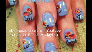 Nail Art Tutorial  DIY easy Bird Nails  Rainbow Birds Nail Design [upl. by Devinna966]