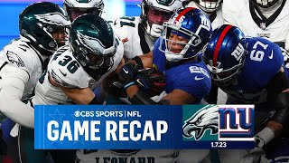 Giants DOMINATE as Eagles set for matchup with Bucs in NFC Wild Card  Game Recap  CBS Sports [upl. by Ahsienaj416]