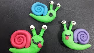 How to make snail clay modelling for kids Making colourful animal shapes from clay [upl. by Cavallaro]