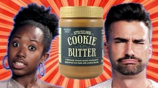 People Try Trader Joe’s Cookie Butter For The First Time [upl. by Ecnarrat684]