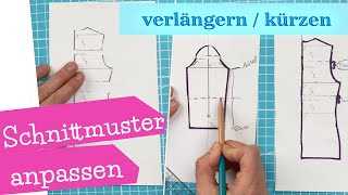 Schnittmuster in der Länge anpassen  Oberteil verlängern oder kürzen Anleitung  mommymade [upl. by Alatea693]