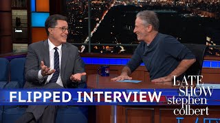 Jon Stewarts Flipped Interview With Stephen Colbert [upl. by Ilahsiav]