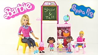 Barbie quotLa Maestraquot Mucha Diversion En La Escuela Con Barbie Hello Kitty Dora Peppa Pig [upl. by Cardie]