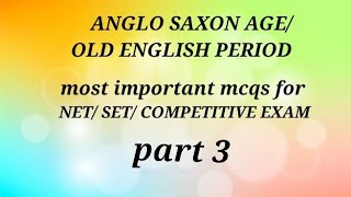 most important mcqs on anglo saxon age part 3 EnglishLiterature004 [upl. by Fezoj]