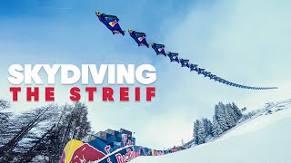 The World’s Hardest Downhill Ski Slope Seen From The Air  w Red Bull Skydive Team [upl. by Ykcaj]