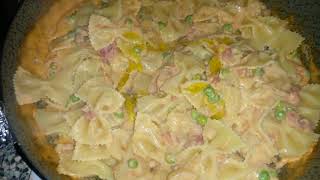 Farfalle con panna funghi  prosciutto😊 [upl. by Airekal]