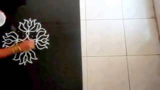 Simple lotus kolam with dots for Navaratri rangoli  Kamalam muggulu for Navarathri [upl. by Anastasio]