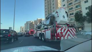 Kuwait Firefighters controls a fire in an apartment in the Salmiya area near the Boulevard الكويت [upl. by Anihpled]