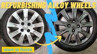 RESTORATION  Alloy Wheels Refurbish DIY repairing set of Honda rims at home curb rash [upl. by Strain]