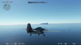 F4F 4 Wildcatで諏訪之瀬島の加賀にアレスティングフック着艦 ・・・ 艦上戦闘機を導入すると、どうしてもやりたくなってしまいます！！！ ・・・ [upl. by Aret]