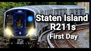 R211s enters Tompkinsville  First day of service on Staten Island Railway [upl. by Appilihp558]