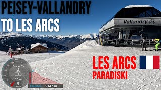 4K Skiing PeiseyVallandry Crossing Resort to Les Arcs  Varet Paradiski France GoPro HERO11 [upl. by Aititel]