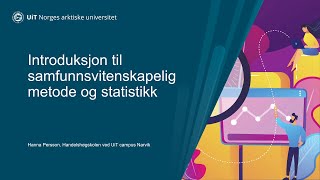 Introduksjon til samfunnsvitenskapelig metode og statistikk [upl. by Aicssej]