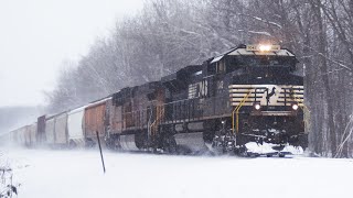 Cold Winter Railfanning on the Hinckley Sub with NS SD70ACe Leader UP SD70M Geep KCS amp More [upl. by Grube]