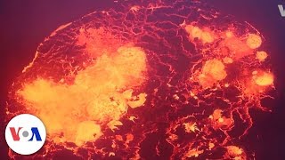 Lava surfaces in Kilauea volcano crater Hawaii [upl. by Yaeger]