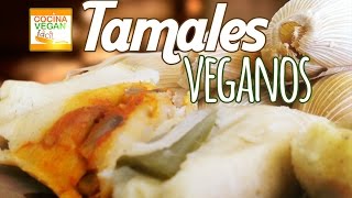 Tamales Verdes rojos y rajas con queso  Cocina Vegan Fácil [upl. by Yenittirb949]