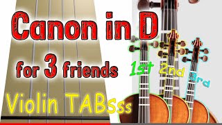 Canon in D  Pachelbel  Violin Trio  Play Along Tab Tutorial [upl. by Yeoz]