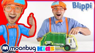 Learn Colors with Garbage Truck Toy  Learn With Blippi  Trains for Children  Moonbug for Kids [upl. by Iphagenia]