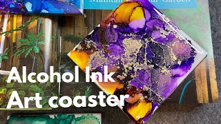 Alcohol Ink Art coaster 酒精墨水藝術杯墊 [upl. by Howe]