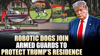 Robotic Dog Armed Coast Guard Security protect Donald Trumps MaraLago home after historic win [upl. by Alena584]