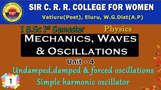 1 BSc 11  Mechanics Waves amp Oscillations  Unit 4  Undamped  Damped amp Forced Oscillations [upl. by Ansaev693]