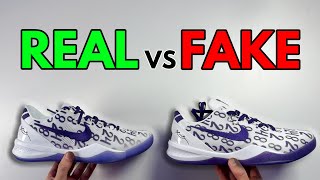 REAL VS FAKE NIKE KOBE 8 PROTRO PURPLE SNEAKER COMPARISON [upl. by Tat638]