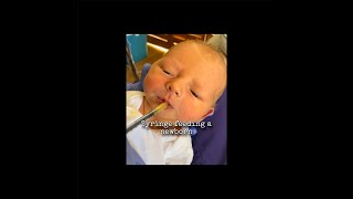 Syringe feeding a newborn [upl. by Artened]