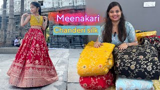 Premium Chanderi silk with meenakari fabric collection cndufabrics cndustore fabrics [upl. by Eelydnarb]