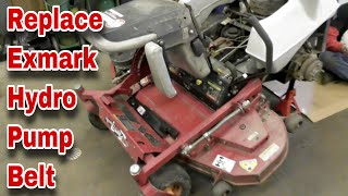 How To Change The Hydro Pump Belt On An Exmark LazerZ Zero Turn Mower  with Taryl [upl. by Warfold814]