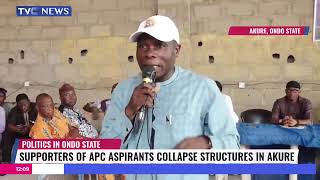 Supporters Of APC Governorship Aspirants Collapse Structures In Akure [upl. by Enilav]