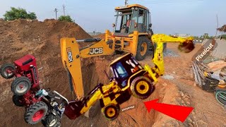 full power loading mud JCB 3DX expert pulling heavy driver stunt hydraulic power testing [upl. by Chi]