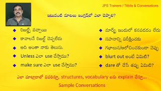 Sample Conversations Titbits Vocabulary  Spoken English Lessons  By JPS Trainers [upl. by Sivra928]