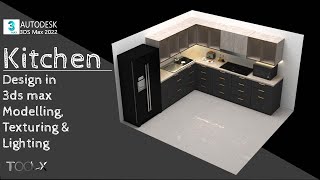 Kitchen Design in 3ds max  Modelling Texturing and Lighting [upl. by Namyl]