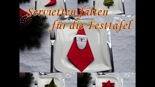 Servietten falten zu Weihnachten für die Festtafel  Fafolia [upl. by Nefets368]