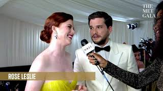 Rose Leslie amp Kit Harington at the 2021 Met Gala  Interview and Red Carpet [upl. by Edmea]