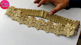 घर में ही बनाएं डिजाइनर बेल्ट Easy Make Designer Waist Belt  belt for suit and Saree with lace [upl. by Alracal963]