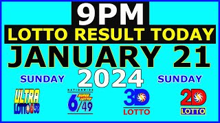 9pm Lotto Result Today January 21 2024 Sunday [upl. by Ianej]