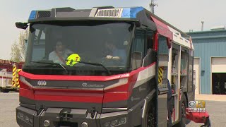 First AllElectric Fire Truck Comes To Howard County As Part Of Tour [upl. by Ahdar642]