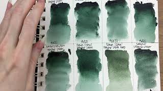 Watercolor Perylene Green Comparison of 7 Brands  Zoisite [upl. by Fasa156]