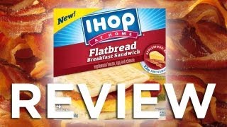 IHOP at Home Applewood BaconEgg Cheese Flatbread Breakfast Sandwiches Video Review Freezerburns [upl. by Nylinnej675]