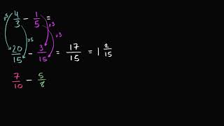 Subtrahera bråk med olika nämnare [upl. by Nevart525]