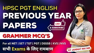 HPSC PGT ENGLISH 2024  PREVIOUS YEAR PAPERS  GRAMMER MCQS  BY JANNAT MAAM [upl. by Lelith]