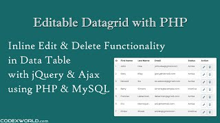 Data Table Inline Editing using jQuery Ajax PHP and MySQL [upl. by Joo]