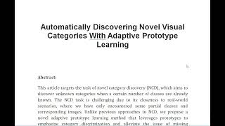 Automatically Discovering Novel Visual Categories With Adaptive Prototype Learning [upl. by Jaddan]