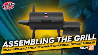 Assembling the grill from Home Depot  CharGriller  Smokin Champ Charcoal Offset Smoker in Black [upl. by Paulo]