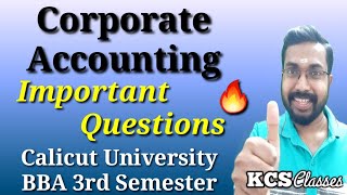 Corporate AccountingImportant QuestionsCalicut University BBA 3rd Semester [upl. by Datnow49]