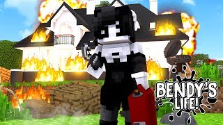 Minecraft BENDYS LIFEANGRY ALICE ANGEL BURNS HER EX BOYFRIENDS HOUSE Baby Leah [upl. by Olegna]