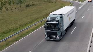 Volvo Trucks platooning in Hungary first time [upl. by Aihtibat]