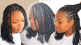 How To Do Boho Knotless Bob Braids On Short Natural Hair With Human Hair  DIY Boho Bob ft Ywigs [upl. by Alyat]